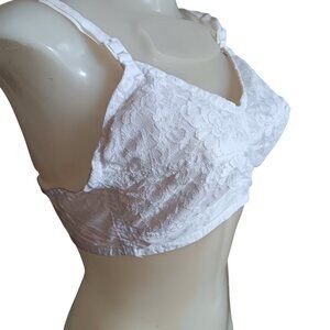 34C Vintage White Lace MCM Rockabilly Bra With Adjustable Straps & Hook Closure